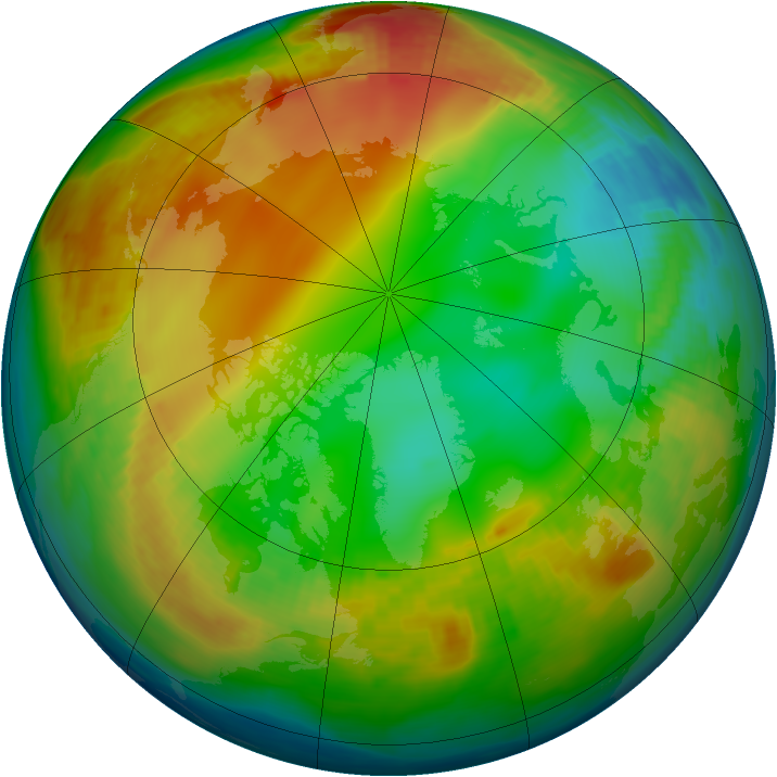 Arctic ozone map for 05 January 1986